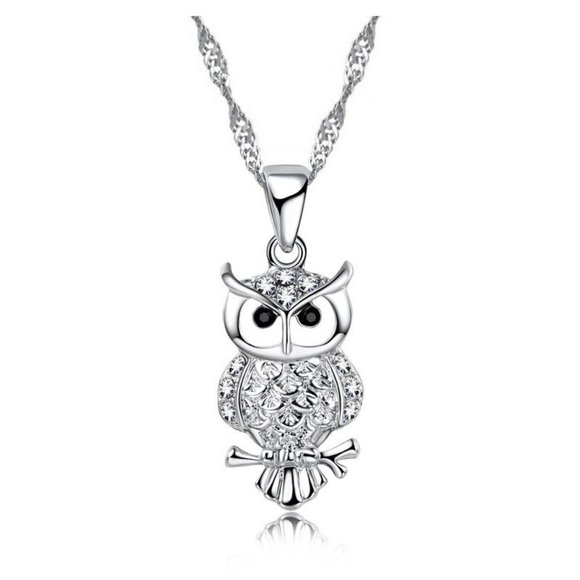 💎 NEW 💎Cute Owl 925 Sterling Silver Earrings And Necklace Set Bundle - Picture 4 of 8